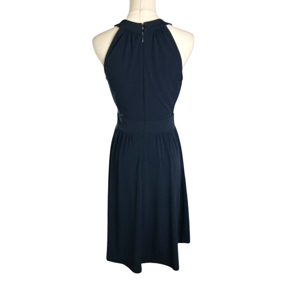 Banana Republic Navy 4 Blue Dress Halter Fit and Flare Sleeveless Cocktail - Picture 3 of 13